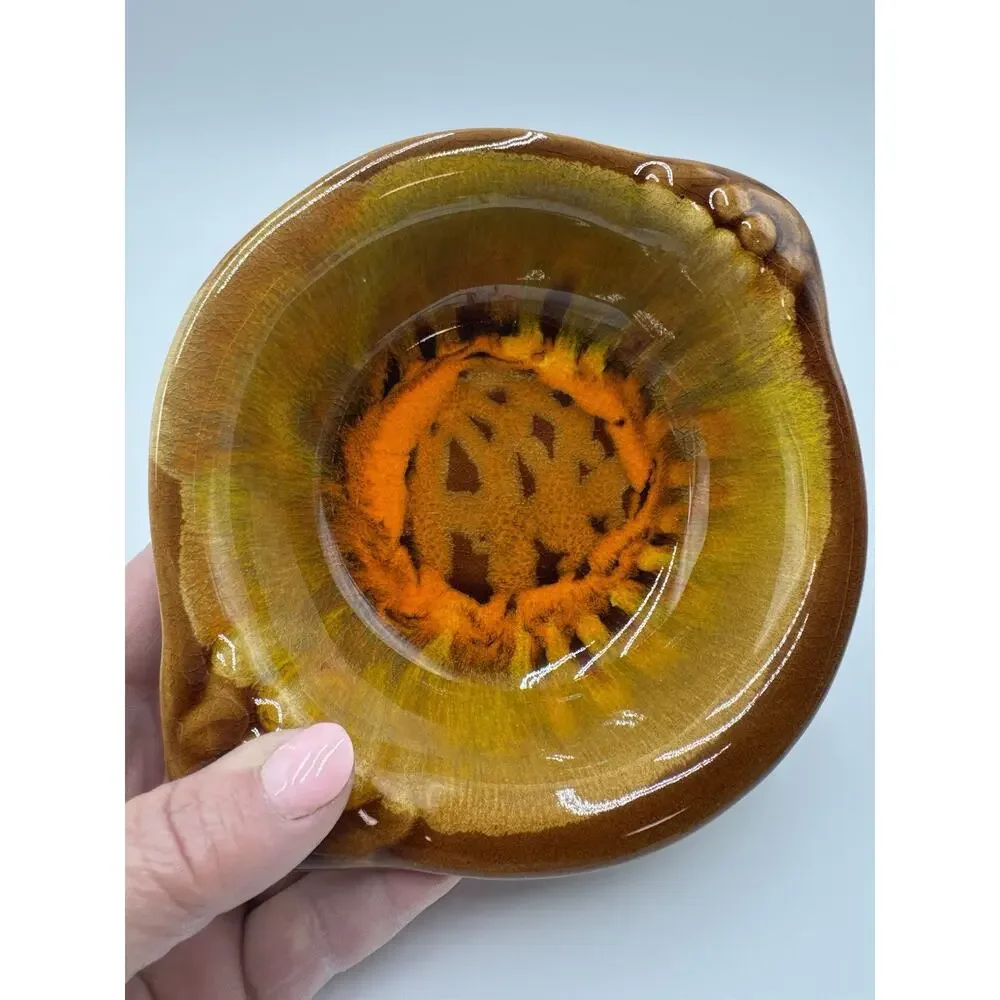 California Originals Pottery Bowl Stamped Cal 1107 Orange Ombré MCM Vintage
